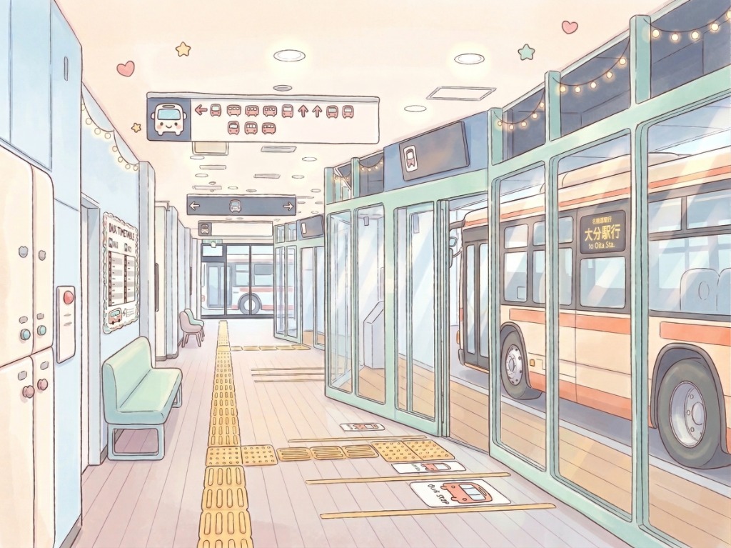 ぴよりんを食べた名鉄バスセンターのベンチ